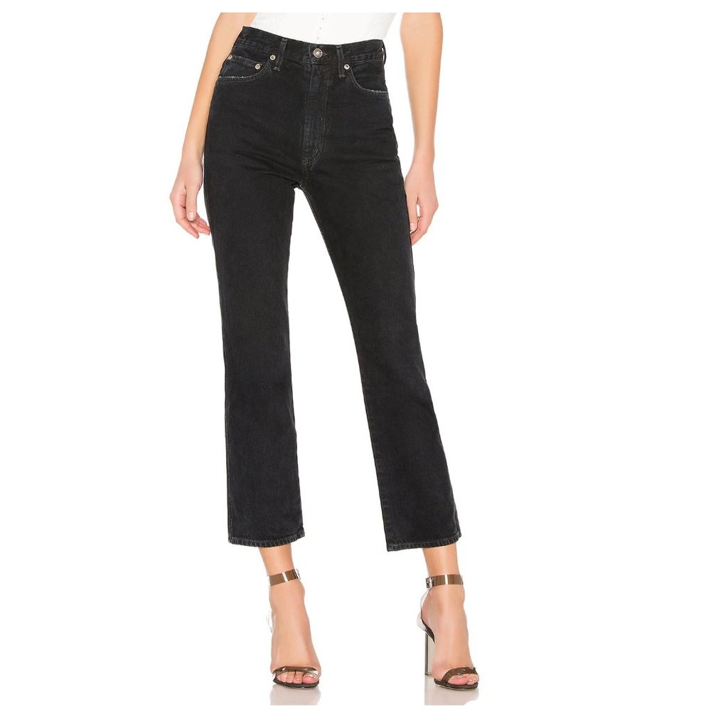 AGOLDE Pinch Waist High Rise Kick 28" / Size 24 / Pepper Black Faded Jeans